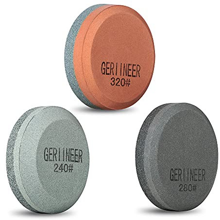 GERIINEER 3 Pcs Axe Sharpener, 2-in-1 Whetstone Knife Sharpening Stone, Sharpening Stones for Garden Tools Kitchen Knives Chisels Axes (3 Pcs)