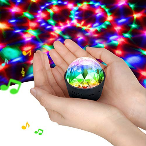 Disdarkday Mini Disco Ball Light - Sound Activated Multi-Color Battery Operated Festival Party LED Stage and Car Atmosphere Light