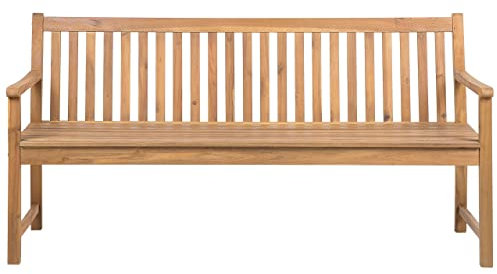 Beliani Gartenbank Akazienholz Hellbraun zertifiziertes Holz 180 cm Vivara