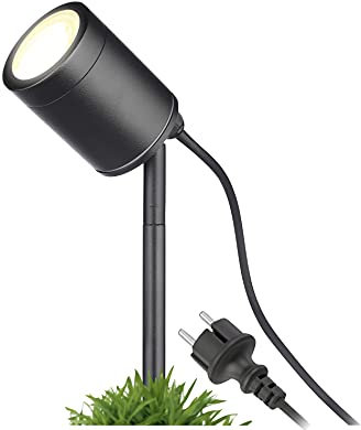 lambado® Moderne Gartenleuchte mit Erdspieß inkl. LED 5W warmweiss dimmbar - Schwarze Gartenstrahler wasserfest IP67 für außen - schwenkbar inkl. 1,5m Kabel mit Stecker