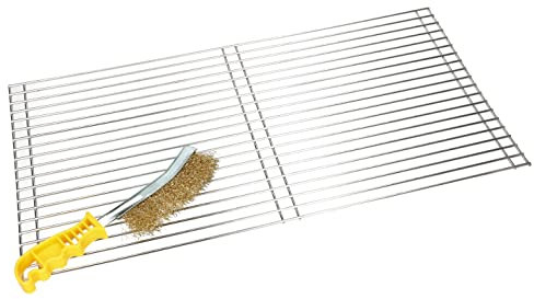 KOTARBAU® Griglia in acciaio inox rettangolare con nome e spazzole in acciaio per la pulizia (58 x 30 cm)