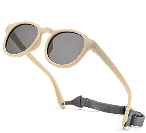 iNszkoos Flexible Polarized Baby Sunglass with Strap Adjustable, Infant Outdoor Sunshade UV 400 Protection Soft Silicone Frame Baby Sunglasses for 0-36 Months Toddler Newborn Boys Girls