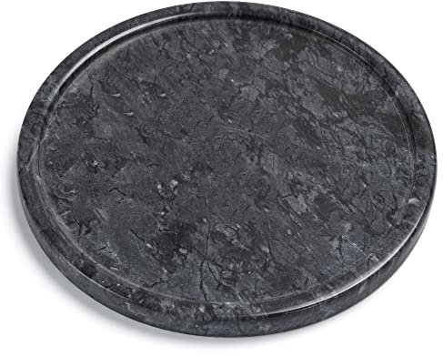 Moreast Genuine Black Marble Tray, Natural Stone Round Tray, Decorative Marble Tray, High End Bathroom Tray, Kitchen Tray, Dresser Tray, Vanity Tray (Black 8)