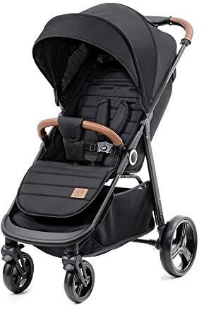 Kinderkraft GRANDE PLUS Stroller pushchair for toddlers from Birth to 22 kg, Extra-large hood, Lie-flat position, Folding with one hand, Shock absorption on all wheels, Black