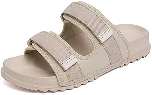 Pantoufles diabétiques pour hommes, pantoufles orthopédiques confortables réglables, pantoufles en mousse à mémoire de forme extra larges pieds gonflés sandale confortable (Beige,41 UE)
