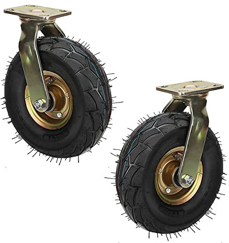2er SET Schwerlastrollen, Luftreifen Gummi Rollen Zum Transportwagen, Durchmesser 200/250 Mm, Geräuschlose Schwerlast Räder Mit Kugellager, Reduzieren Sie Vibrationen/Stille ( Size : Ø 250mm/10in )