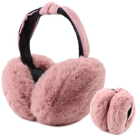 Damen Ohrenschützer Winter Warmer Plüsch Ohrenwärmer Mädchen Klassische Ohrschützer für Kaltes Wetter Freesize (Rosa)