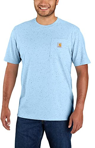 Carhartt Men's Loose Fit Heavyweight Short-Sleeve Pocket T-Shirt (Also Available in Big & Tall), Moonstone Nep, Large