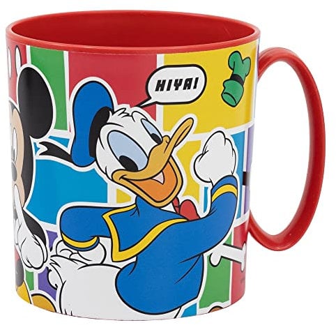 Taza infantil de plástico reutilizable para microondas de 390 ML de Mickey Mouse
