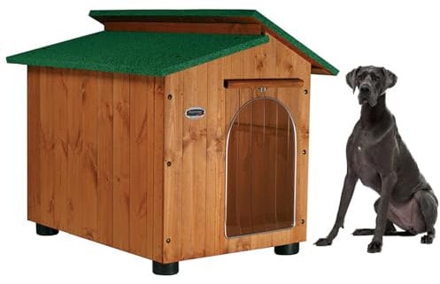 ORIGINAL LEGNO Hundehütten Hundehaus Hundehöhle Aus Massiv Holz Echtholz Geshenk THERMOVORHANG Made in Italy Mod. Alpi E - Deutsche Dogge 102x122xH108