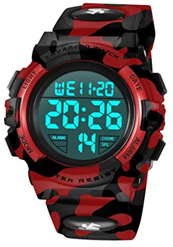 aswan watch Digitaluhr Kinder Jungen mit Wecker,Stoppuhr,LED Licht,Datum-Sport Armbanduhr mit Silikonarmband-Blau-S