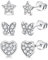 ORAZIO 3 Paare 925 Sterling Silber kleine Ohrstecker Ohrringe Für Mädchen Kinder Schmetterling Herz Stern Cubic Zirkonia Knorpel Ohrringe Set für Frauen Kinder Hypoallergene Ohrstecker Set D