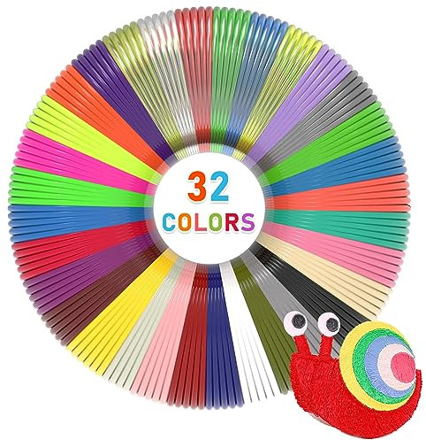 FIROS PLA 3D-Stift-Filament-Nachfüllpackung, 32 Farben, 3D-Stift-PLA-Filament, jede Farbe 5 m, 3D-Druckstift, PLA-Filament, kompatibel mit SCRIB3D MYNT3D 3D-Stift, nicht geeignet für 3Doodler