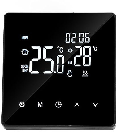 FTVOGUE Termostato Digital Inteligente para Calefacción por Suelo Radiante Eléctrico con Pantalla LCD, Programable y de Ahorro de Energía, Adecuado para el Hogar, Hotel, Oficina, (Negro)