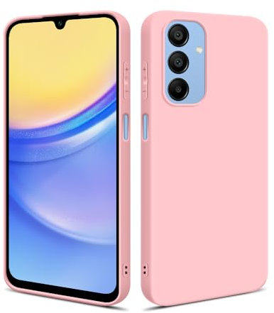 HSP Cover per Samsung Galaxy A15 4G / 5G [repellente alla polvere] Custodia protettiva in silicone TPU premium | antigraffio antiurto | Protezione della fotocamera | Vestibilità sottile | Rosa