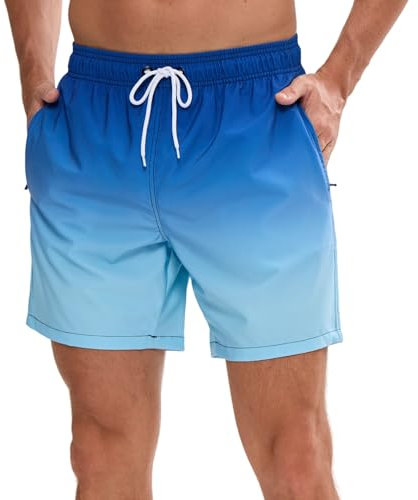 Vorvowry Costume Uomo Mare Calzoncini Asciugatura Rapida Costumi da Bagno Impermeabile Boxer con Tasca Estivi Pantaloncini Uomo Colore Sfumatore per Nuoto Corsa Fitness XL Blu Scuro Superiore