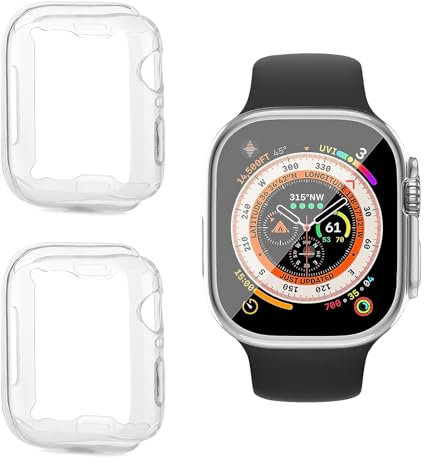 talNite 2 Fundas Protectoras con Protector de Pantalla para Apple Watch SE 40mm, Compatible con Series SE/6/5/4, Funda Completa de TPU Transparente con Protección de Pantalla