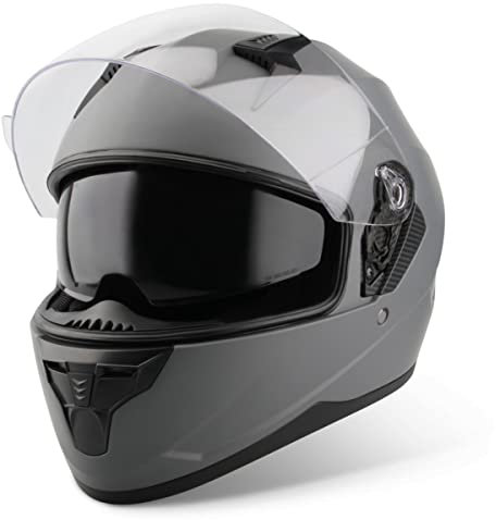 VINZ Kennet Integralhelm mit Sonnenblende | Motorrad Helm Vollvisierhelm Mopedhelm ECE 22.06 | Motorradhelm Full-Face Helme | für Damen & Herren | In Gr. XS-XXL - Titanium