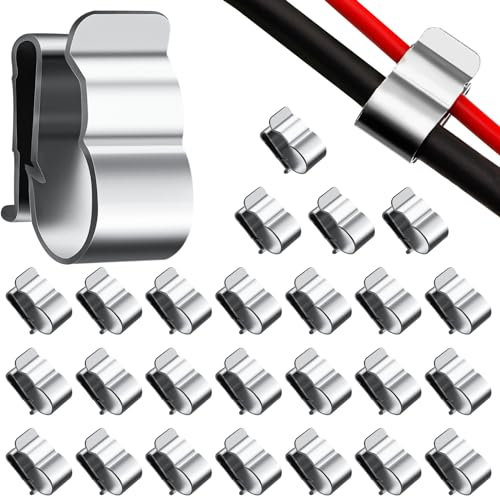 Lvefyti 50 Stück Solarmodul Kabelclips,Edelstahl Photovoltaik Kabelclips PV Kabel Drahtklemme Anhängerrahmen Drahtklemmen für Laptop Ethernet Kabel Büro