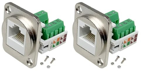 Janasiba Lot de 2 adaptateurs de bornes à vis RJ45 pour sur panneau électrique, prise RJ45/8P8C pour sur tableau électrique, rallonge de pince RJ45 sans soudure, installation facile