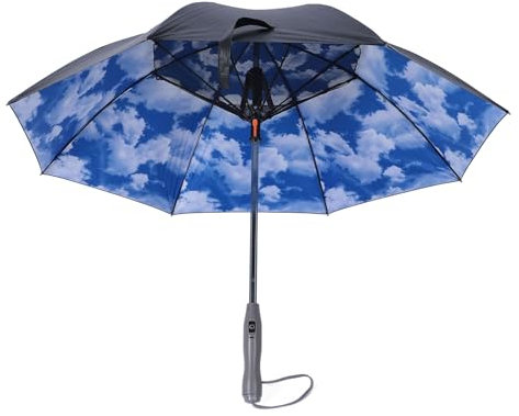 Annadue Sun Umbrella with Fan and Mister, Stylish 3 in 1 Windproof UV Umbrella with Cooling Fan Spray System, USB Rechargeable Cooling Umbrella with with 8 Ribs for Sand Fishing