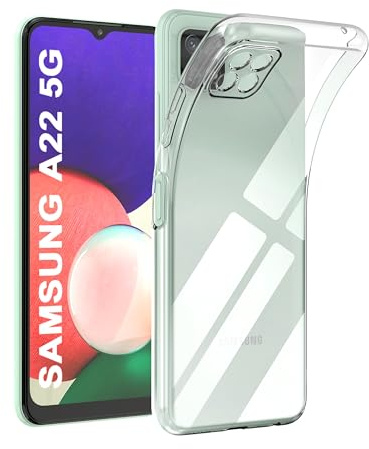 Garegce Coque Samsung A22 5G Transparente, Ultra Fine Coque A22 5G Samsung, Silicone TPU Souple Coque Galaxy A22 5G -6.6 Pouces - Transparente