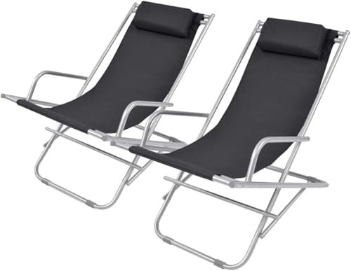 TS TAC-SKY 2 Sillas Reclinables De Acero Negras