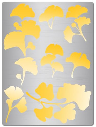 GORGECRAFT Pochoir Réutilisable en Forme de Feuille de Ginkgo de 16cm Motif de Feuilles Arbre d'automne Décoratif en Acier Inoxydable pour Scrapbooking Gravure Pyrogravure Bricolage Art