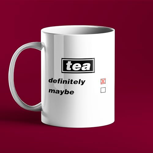 Tea – Definitely Maybe – Oasis Themed Gift Mug – 11oz Ceramic Coffee & Tea Cup – Funny Britpop Music Fan Present – Microwave & Dishwasher Safe – Handmade UK by Prickly Cards