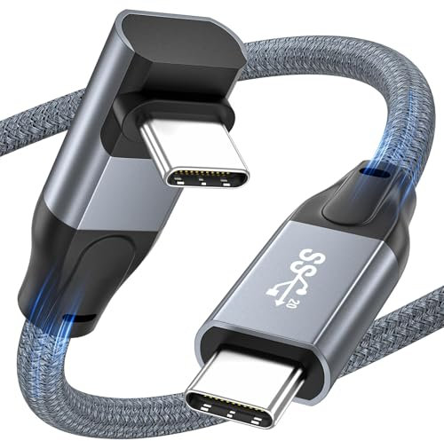 OHBUYAGN USB C to USB C Cable 100W Fast Charging 20Gbps USB3.2 Gen2x2 Cable Right Angle, Support 5K/4K@60Hz Compatible withiPhone 16/15 Pro,MacBook Air/Pro,Samsung Galaxy S23 S22 (0.5M)