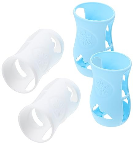 Homoyoyo Housses De Protection En Silicone Pour Biberons En Verre - 4Pcs Antidérapants Isolants Pour Bébé - 240 Ml Couleurs Et Noir
