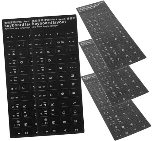 LIFKICH 10 Pegatinas para Teclado Portugués Fondo Negro Letras Blancas Accesorios para Ordenador
