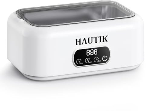 HAUTIK Nettoyeur Ultrason 700ml, 49000Hz Nettoyeur Ultrasons Lunettes Professionnel avec 3 Réglages de Temps, Ultrasonic Cleaner pour Nettoyage de Bijoux, Lunettes, Montres Blanc