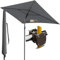 Menz Sonnenschirm Balkon - 3-IN-1 Sonnenschutz Balkon SET in Anthrazit, UPF 50+ Sonnenschirm rechteckig 200 x 125cm + kompakter Sonnenschirmhalter Balkongeländer + Sonnenschirmhülle