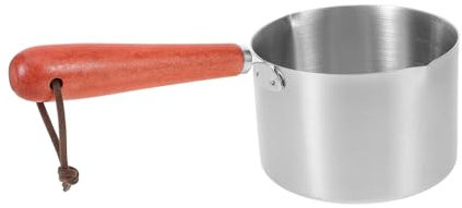 Holibanna Cazo Inoxidable con Pico Vertedor Olla para Calentar Aceite y Salsas Compatible con Cocinas de Inducción y Gas Compacto Limpiar