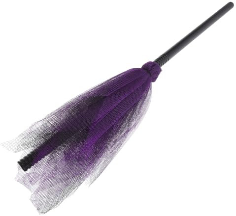 INOOMP Escoba de Bruja Halloween y Decorativa para Cosplay Accesorio para Fiestas de Disfraces Escoba Morada para Adultos
