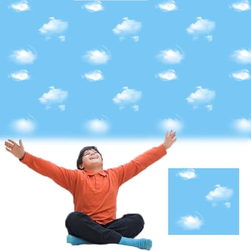 Deckenfliesen Abziehbare und Klebende Deckenfliesen, Himmel, 30 x 30 cm, Deckentapete Himmel und Wolken für Kinderzimmer / Badezimmer, Selbstklebende Wandpaneele, Spritzschutz, Innenbereich(30 pack)