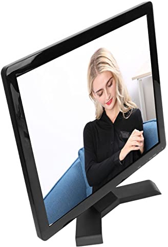 19in HD LCD Monitor with VGA AV BNC USB DC Input for Computer TV, Portable LCD Display for Family Entertainment Bedroom Kitchen, 1 X Monitor Included (UK Plug)