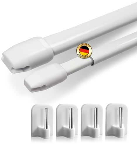 Rollina Gardinenstange ohne Bohren | 2x Vitragestange 40-60cm, Weiß