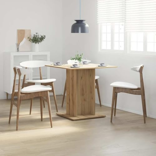 QUAHEAS Moderner Esstisch Artisan-Eiche 80x80x75 cm aus langlebigem Holzwerkstoff, ideal für Küche und Esszimmer, gemütliche Frühstücksecke, Elegantes Möbelstück.