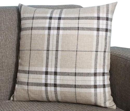 ZZDZW Kissenbezug 80x80,70x70, 2er Set,Sofa Kissenbezüge 65x65,Leinen Zierkissenbezug Dekokissen Sofakissen Bezug Groß Kissenhülle Dekorative Zierkissenbezüge Kissen Bezug(Plaid,65cmx65cm Set of 2)