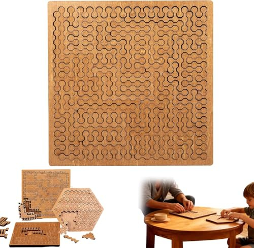 Fractal Tray Puzzles, Mind Bending Wooden Jigsaw Puzzle, Hard Difficult Wooden Jigsaw Puzzle for Adults, Wooden Tray Puzzles, Unique Unregular Shape Design, Challenging No-Image (D)