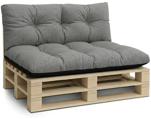 Amazinggirl Palettenkissen Outdoor Kissen 2er-Set Palettenkissen - Auflagen für Paletten Europaletten Palettensofa und Palettenmöbel Palettenpolster Outdoorkissen Gartenkissen Grau