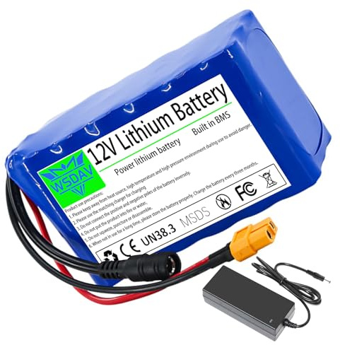 WSDAV 12V Baiting Boat Battery 12V Lithium Battery Pack 18AH 22AH 24AH 30AH with Charger for 200W 250W 300W 360W Motor,12V22AH