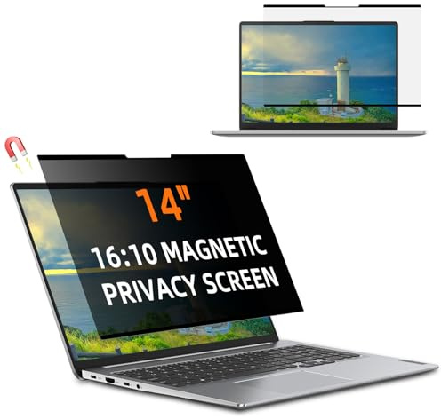 ToVioc Filtro de Privacidad Magnético para Portátil 14 Pulgadas 16:10 | Privacy Pantalla Protector Extraíble, Filtro de Pantalla Antiluz Azul y Antirreflejos para HP/Dell/Acer/Asus/Thinkpad/Envy