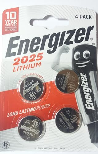 Energizer Lot de 4 piles CR2025 Piles Lithium 3 V