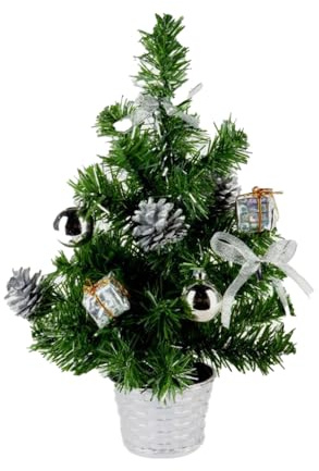 30 cm plateado vestido de árbol de Navidad