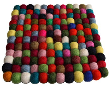 Maharanis Filz Untersetzer Topfuntersetzer bunt 22x22 cm handgefertigt Reine Wolle, hitzebeständig
