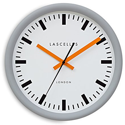 Roger Lascelles Clocks Wall Clock, Metal, Grey/Orange/White, M