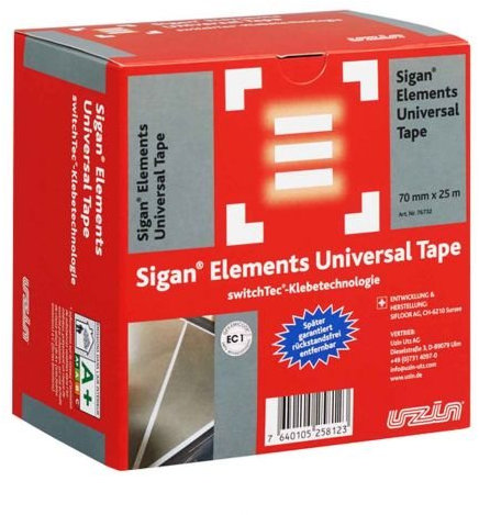 UZIN Sigan Elements Universal Tape 70mm x 25m PVC-Designbeläge maßstabil auf Spachtelmasse, Spanplatte, Metall oder bestehende Nutzbeläge kleben